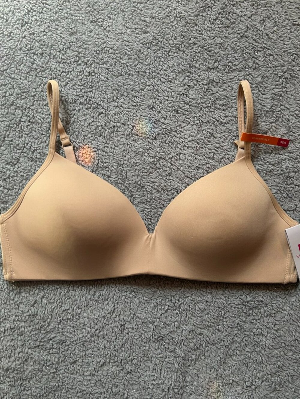 NWT Maidenform Girl 38A Convertible T-Shirt Bra Nude Smooth Wireless